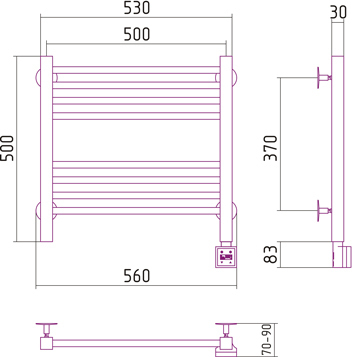Полотенцесушитель электрический Сунержа Модус 500x500